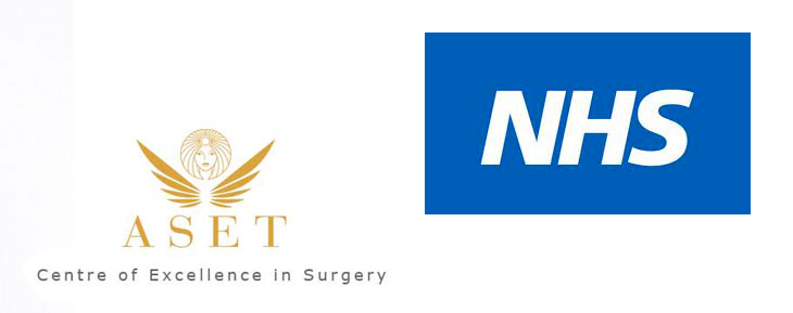 Aset Hosital logo with NHS reducing waiting times for surgery
